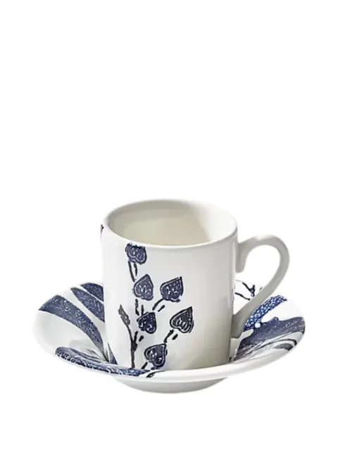 Ralph Lauren Home floral leaf-print teacup set White 680753351001