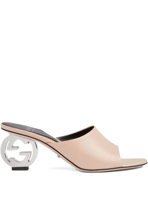 Gucci 70mm GG signature Interlocking G heel sandals Neutrals 772569C9D00