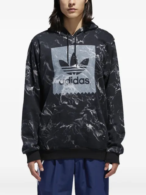 adidas marble-print logo hoodie Blue DH3922