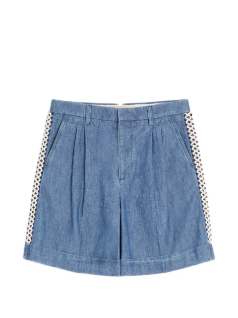 Valentino Garavani crochet-detail denim shorts Blue VDD14BAL4