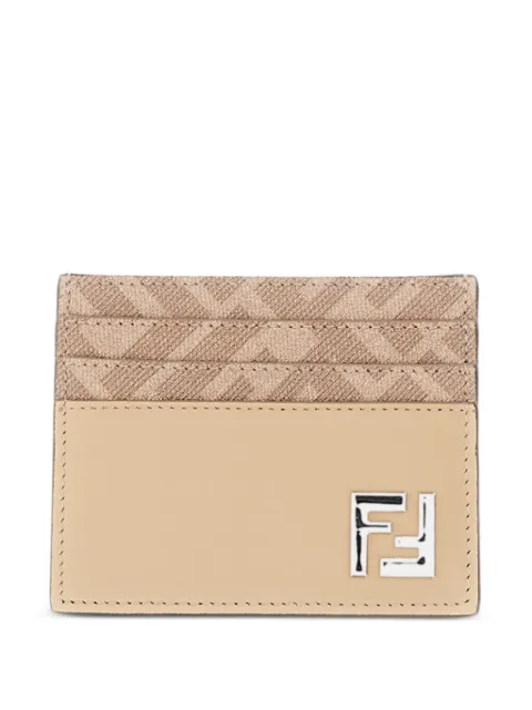 FENDI Squared logo-plaque leather cardholder Neutrals 7M0164AV86