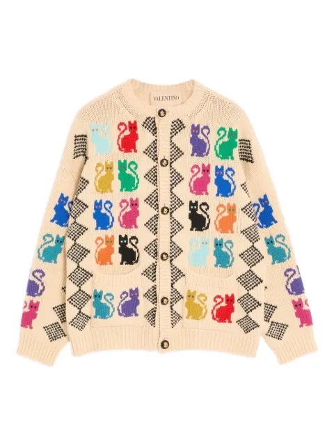 Valentino Garavani Le Chat De La Maison jacquard pattern cardigan Neutrals VKA06CBBK