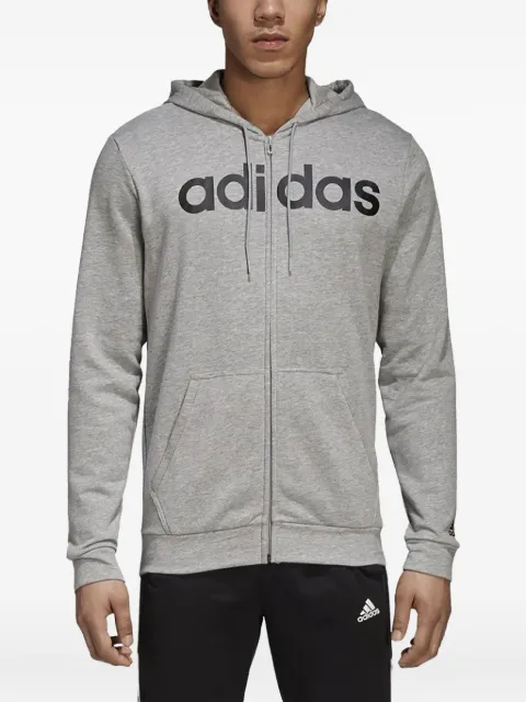 adidas Essentials logo-print full-zip hoodie Grey DM3131