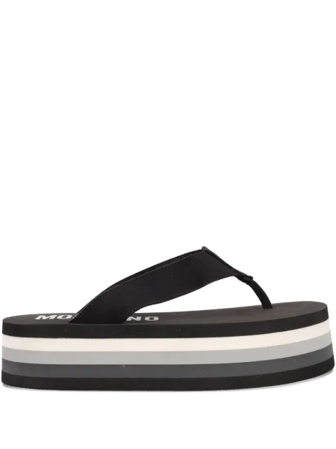 Moschino Pre-Owned striped-pattern platform flip-flops Black WCV25081902