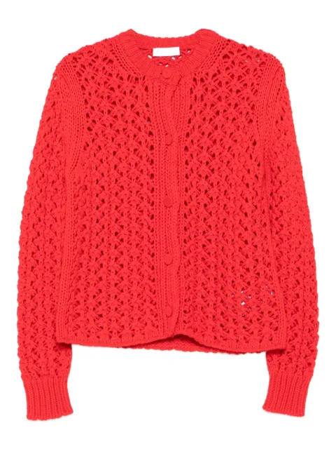 Jil Sander open-knit buttoned-up cardigan Red J03HP0019J14814