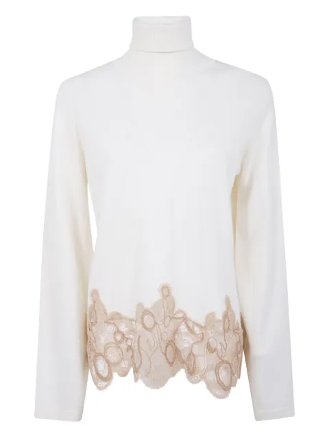 Fabiana Filippi lace-trimmed turtleneck sweater White MAD225F575L683