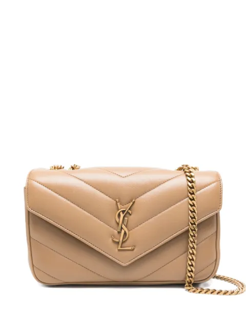 Saint Laurent small Loulou chevron chain shoulder bag Brown 801437AAEAX