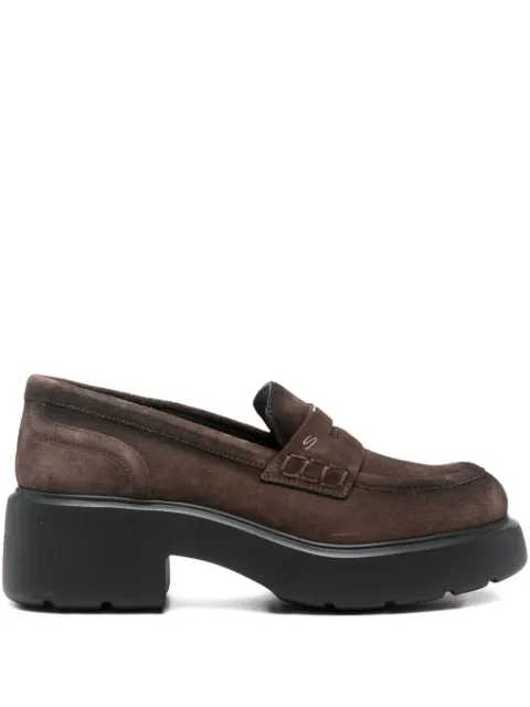 Santoni suede platform loafers Brown WUEW71868SMOTHLWT50