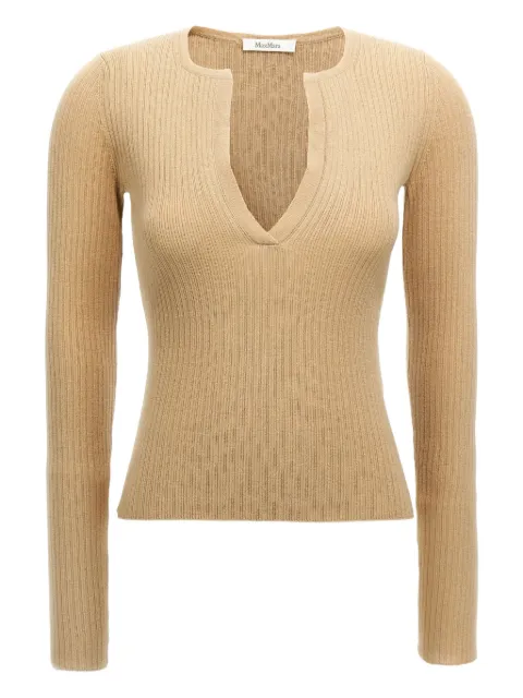 Max Mara ribbed v-neck sweater Neutrals URLO002