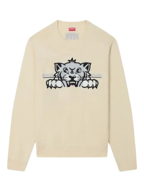Kenzo Happy Tiger sweater Neutrals FF62PU7233LI