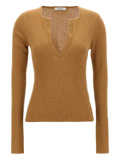 Max Mara Urlo Henley-neck ribbed sweater Neutrals URLO003