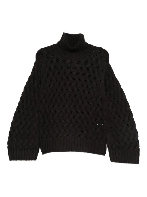 P.A.R.O.S.H. turtleneck open-knit sweater Brown D512949LADYBRAID