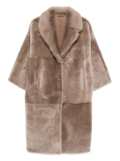 Liska wide-lapel sheepskin coat Brown PADOVA