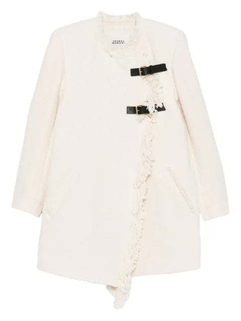 ISABEL MARANT Garmia fringed buckle-fastening coat Neutrals VE0559FAC3D04I