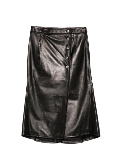 Alexander McQueen button-detail leather skirt Black 838604Q5AML