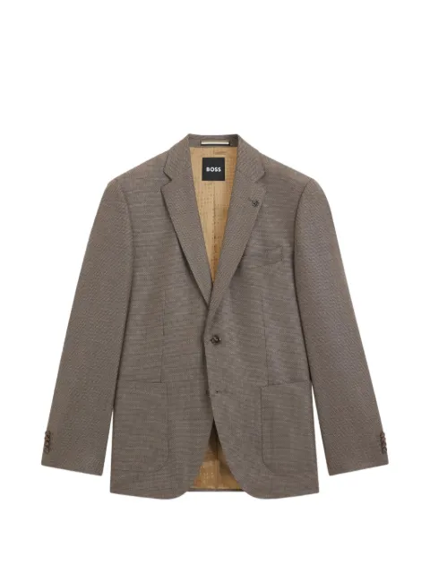 BOSS textured-finish single-breasted blazer Brown 50551560
