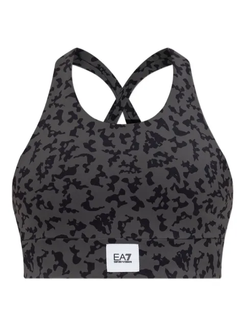 Ea7 Emporio Armani cross-back leopard-print top Grey 7W000563AF15565