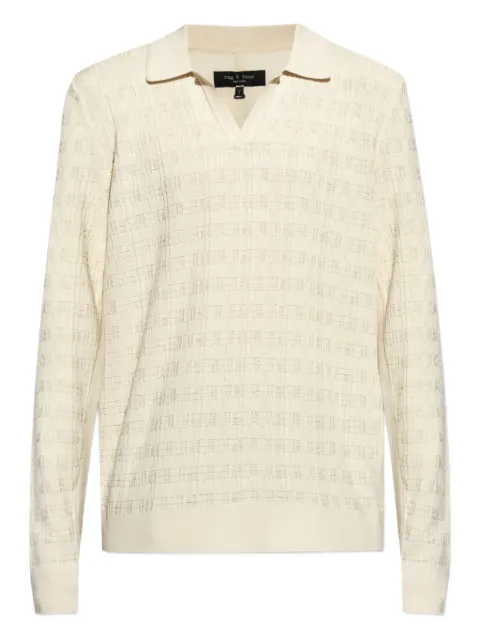 rag & bone textured polo-neck T-shirt Neutrals RH3625F6MCO