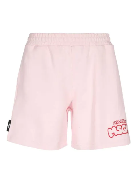 MSGM logo-embroidered elasticated-waistband shorts Pink 3440MB62237001