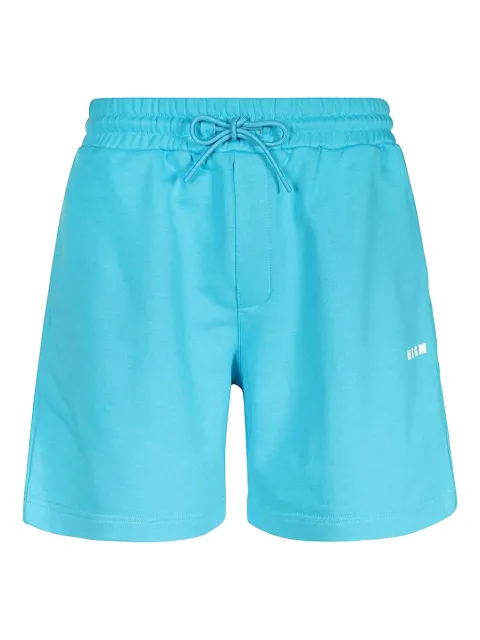 MSGM elasticated-waistband cotton shorts Blue 3640MB76247000