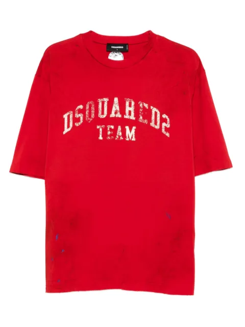 DSQUARED2 distressed logo-print T-shirt Red S71GD1602D20035