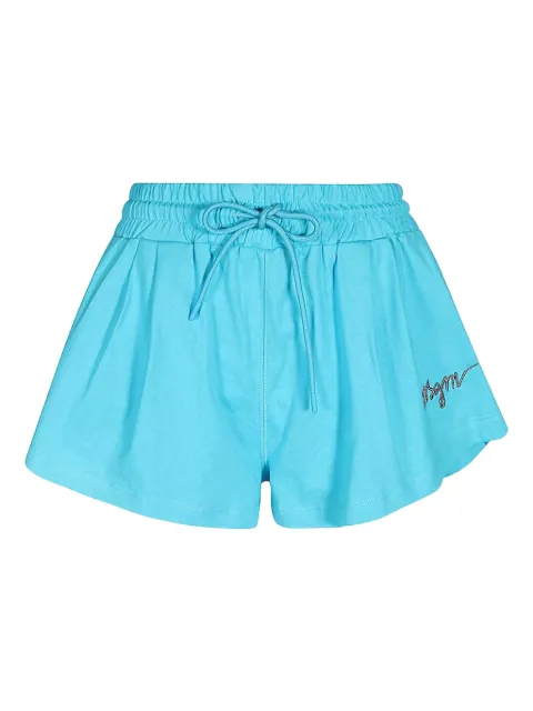 MSGM elasticated-waistband embroidered-logo shorts Blue 3641MDB72247002