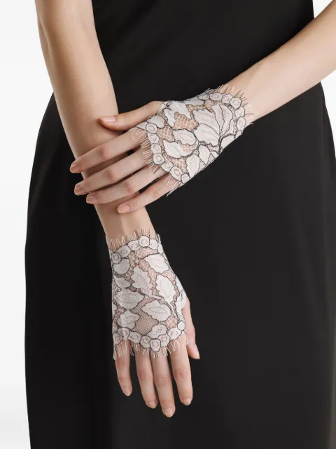 2310 STUDIO crochet-lace fingerless gloves White FF23