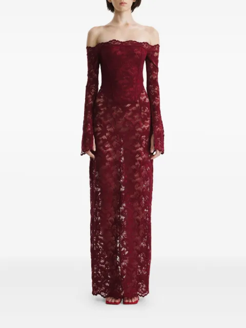 2310 STUDIO lace off-shoulder maxi dress Red FF04