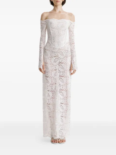 2310 STUDIO lace corset off-shoulder maxi dress White FF04