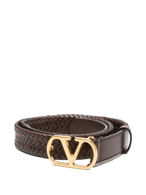 Valentino Garavani VLogo braided leather belt Brown WT0SQ6MIN