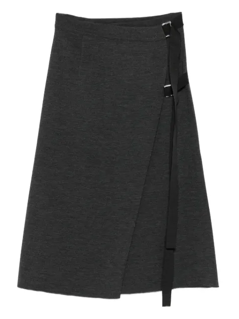 MRZ buckle-fastening wrap midi skirt Grey FW250010