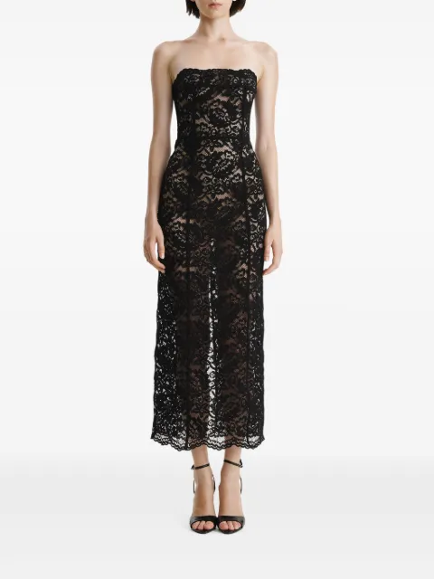 2310 STUDIO lace-up lace midi dress Black FF03