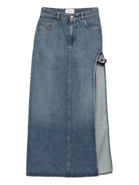 Coperni Garder belt-detail side-split denim skirt Blue COPJ101F2014
