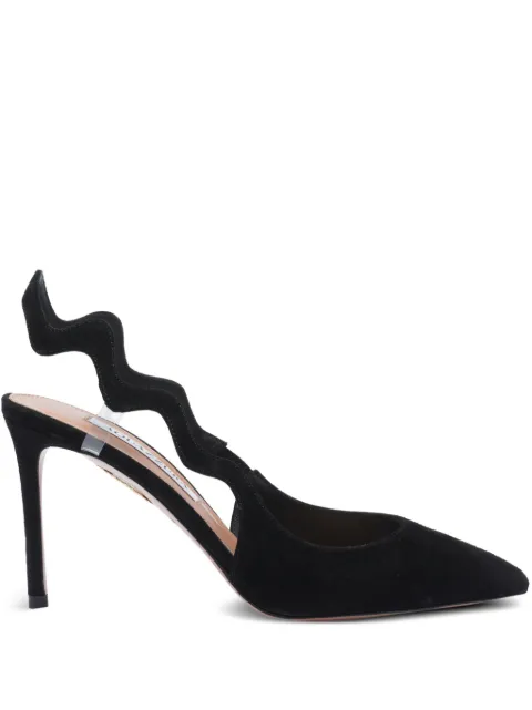 Aquazzura 85mm Artiste Sling wave-detail slingback pumps Black ARTMIDL1SPV000