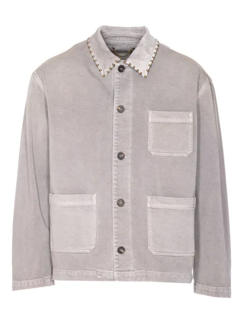Golden Goose stud-embellished denim shirt Grey GMP01313P002084