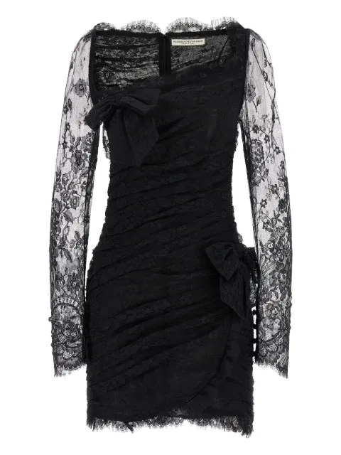 Alessandra Rich bow-detailed lace mini dress Black FABX4125P46230900