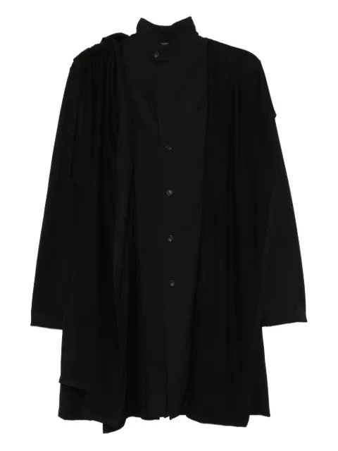 Yohji Yamamoto wool stole detail blouse Black FLB60107