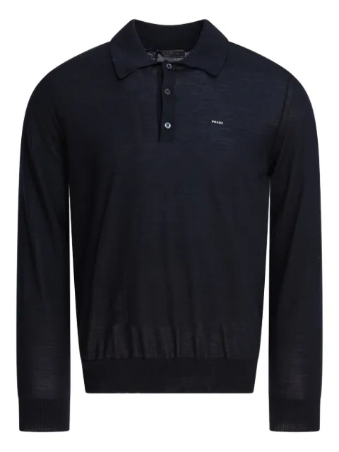 Prada long-sleeved superfine wool polo sweater Blue UMF147SOOO18DY