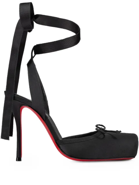 Christian Louboutin 100mm Cassia ribbon-lace square-toe heeled pumps Black 1250498