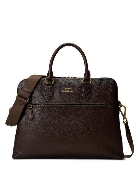 Polo Ralph Lauren pebble-leather detachable-strap briefcase Brown 405962458002