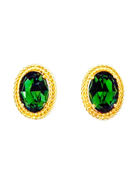 Christian Dior Pre-Owned 1968 emerald crystal clip-on earrings Gold DIOREMERCRYSERG