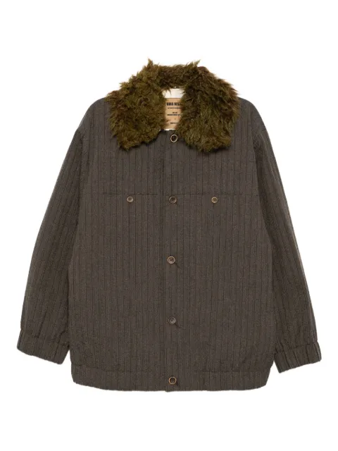 Uma Wang faux fur-trim shirt jacket Brown UM6506GB