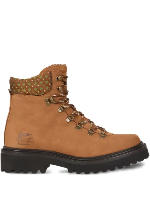 ETRO patterned-collar lace-up boots Brown MS4B0005AP328