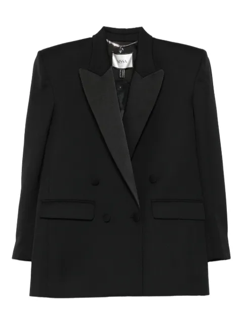 NISSA shawl-lapel double-breasted blazer Black SS16054