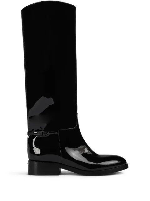 Le Silla Charlotte patent leather buckle boots Black 7151E030MCPPKAB