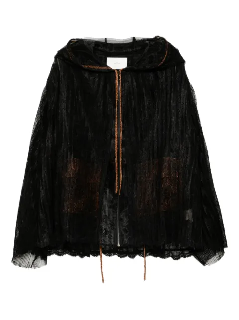 Quetsche layered lace hooded jacket Black QSS25J4