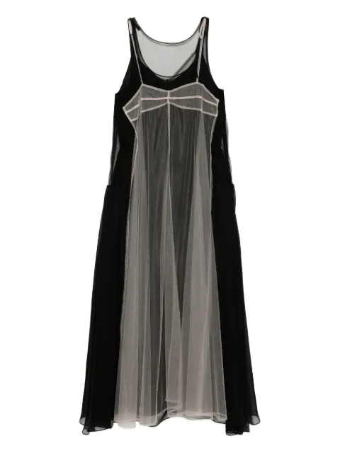Quetsche semi-sheer layered dress Black QAW23D9