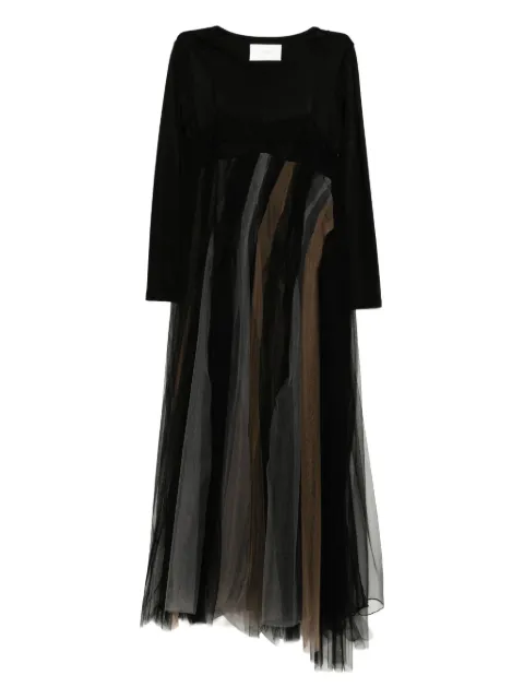 Quetsche layered long-sleeved dress Black QAW24D11