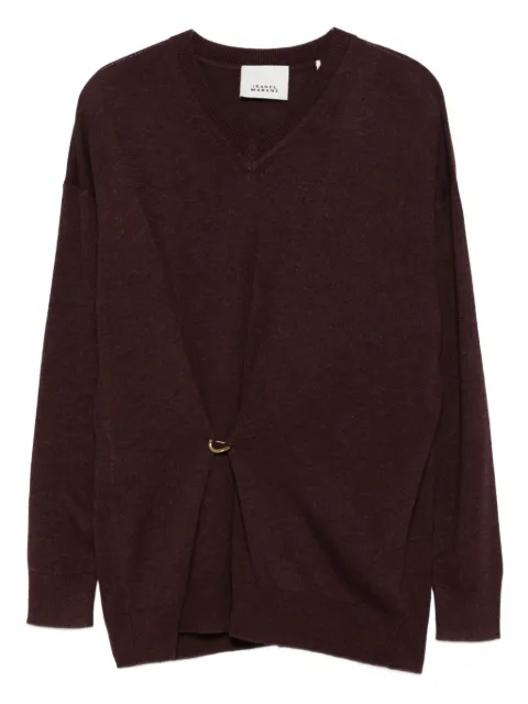 ISABEL MARANT Chiraz V-neck ring-detail sweater Red PU0717FAB1L05I