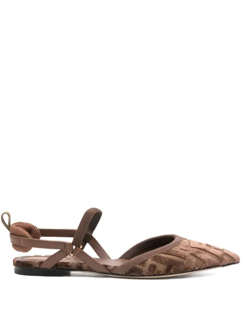 FENDI FF-patterned slingback pumps Brown 8J8463AOTP